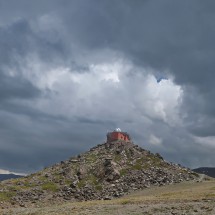 Cloudy Mojón del Trigo with its observatory (2609 meters sea-level)